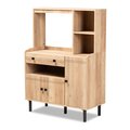 Baxton Studio Patterson Modern and Contemporary Modern Oak Brown Finished Wood 3-Door Kitchen Storage Cabinet 182-11289-Zoro